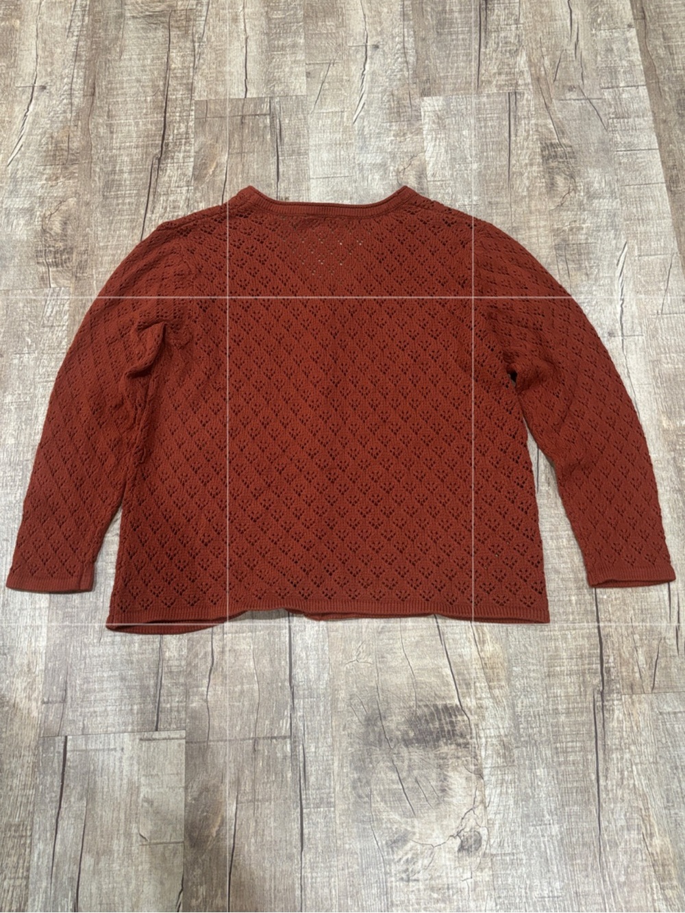 TEDDI Vintage Classic Crochet V‑Neck Button Cardigan Sweater - Rust XL - Picture 2 of 7